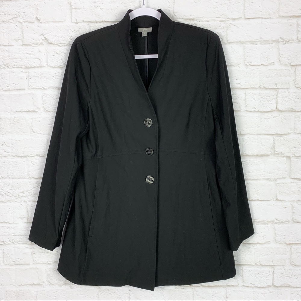 J. Jill Stretch Black Ponte LongLine Blazer Jacket